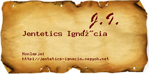 Jentetics Ignácia névjegykártya